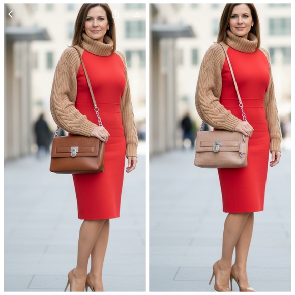 Michael Kors tanish/brown Leather Envelope Shoulder Bag - Picture 1 of 16